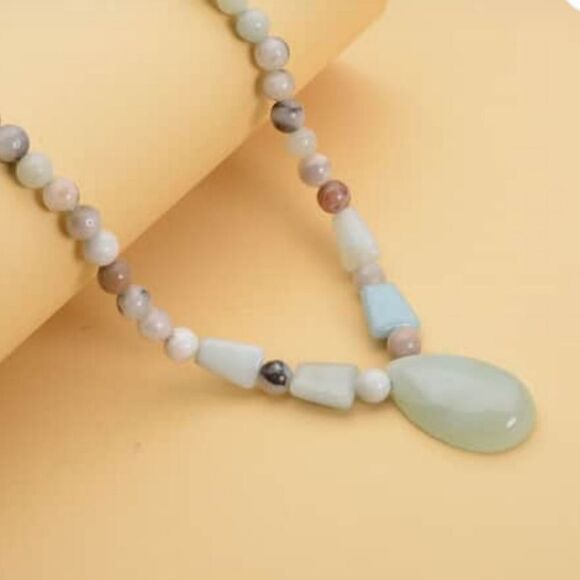 Multi Color Amazonite Beaded Tribal Necklace - Picture 2 of 14